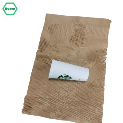 China Sale 50cm*10m Wood Color Biodegradable Paper Material Biodegradable Paper Storage / Dresser Hysen For Wrapping Cups Honeycomb Cushioning Wrap Roll for sale