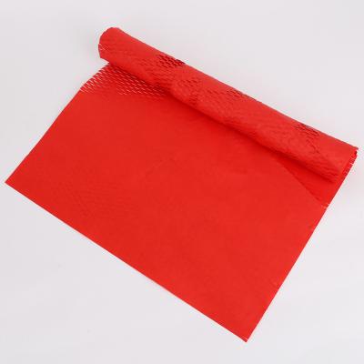 China Storage Hysen 50cm*100m Red Color Biodegradable / Convenient Innovative Material Improve Packing Efficiency Honeycomb Cushioning Kraft Paper for sale