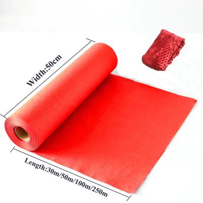 China Red Color 50cm Width Disposable High Quality Hysen Composted Degradable Wrapping Material For Christmas Decor Honeycomb Wrapping Paper for sale