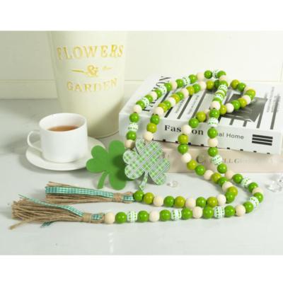 China Wooden Bead Garland With Letters Newcomer Hemp Day Decoration Tassel String Festival String Tassel Irish St. Patrick's Day String Pendant for sale