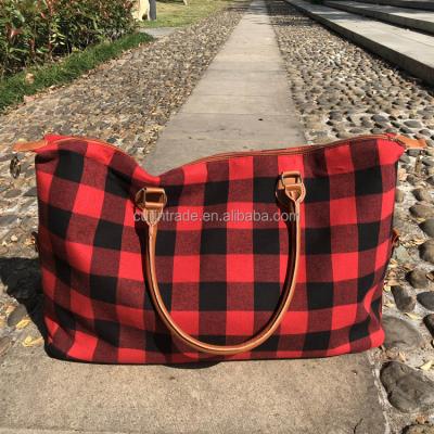 China Other Wholesale Personalized Big Buffalo Plaid Weekender Tote Bag for sale