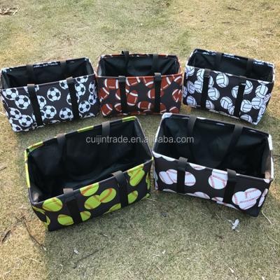 China Portable Custom Extra Folding Pool Beach Basket Sports Print Large Baseball/Football/Basketball Organizer Utility Tote Bag for sale