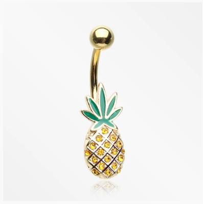 China /Sporty Casual Gold Plated Pineapple Navel Belly Button Ring for sale