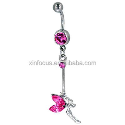 China Fashionable Wholesale Image Pink Free Custom Fake Belly Button Rings Belly Bars Body Piercing Jewelry for sale