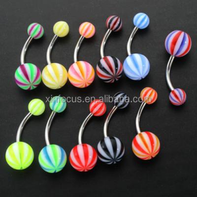 China Fancy Stainless Steel Balls Trendy Colorful Acrylic Belly Button Rings Belly Bars Body Piercing Jewelry for sale