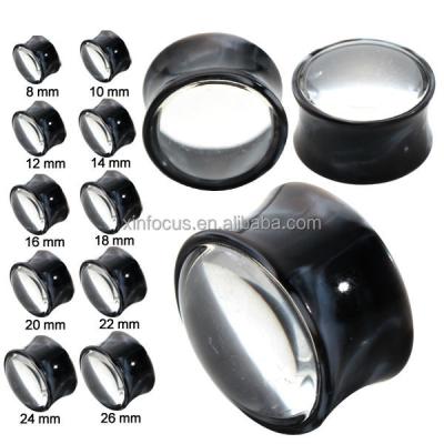 China Fashionable Hot Selling Magnetic Glass Black Acrylic Ear Plugs Machine Piercing Jewelry for sale