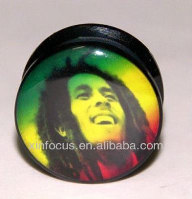 China Acrylic bob marley ear plug flesh tunnel body jewelry for sale