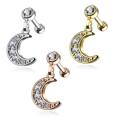 China Casual/Sporting Crescent Moon Dangle Ear Cartilage Daith Tragus Helix Earrings for sale