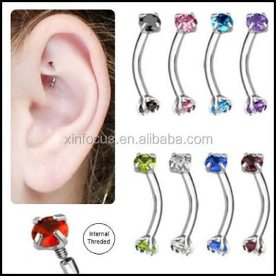 China 16 Gauge Body Jewelry 316L Stainless Steel Internally Threaded Unique Surgical Steel Rook Earrings for sale