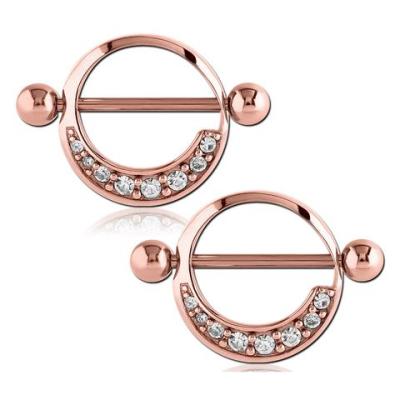 China Vintage CZ Nipple Shield Rose Gold Plated Body Piercing Jewelry for sale