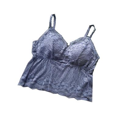 China High cup set QUICK DRY full cup noodles lace without small lace steel latex rim halter vest for sale