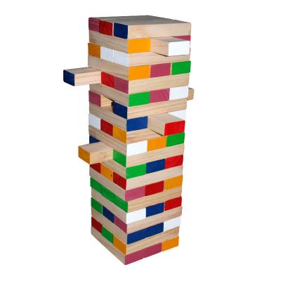 China Construction Toy CUSTOM TWO END WITH COLOR WOODEN STACKING BLOCKS TUMBLE TOWER OUTDOOR GAME for sale