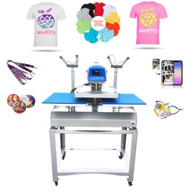 China Garment Shops 16x20 Double Side Station Electric Automatic Heat Transfer Press Machine With Laser Alignment for sale