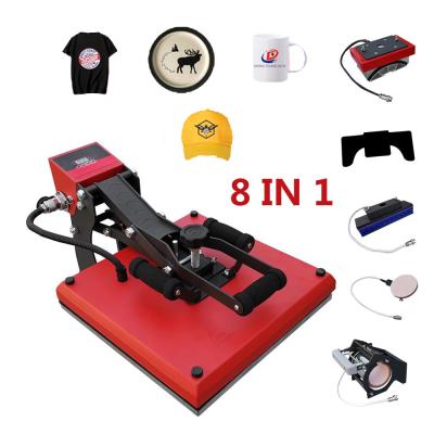 China Garment Shops 8 Combo In 1 T-shirt Hat Mug Plate Heat Transfer Press Printing Machine for sale