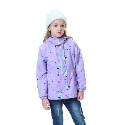 China Europe and America Autumn European and the American windproof waterproof mid length children's jacket girls' fashion hooded shell jacket for sale