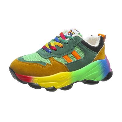 China 2023plus size leisure hip hop platform sports European women's front colorful slim shoes women's new lace-up and American style shoes for sale