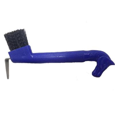 China Convenient horse hoof pick with plastic handle and brush for sale