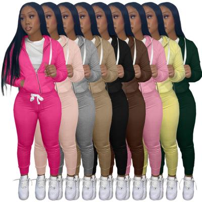 China Sustainable Sweatpants Two Piece Sets Sweat Suit 2022 Cotton 2 Pieces Set For Womens Fall Winter Sweatsuit Women Joggers Clothing for sale