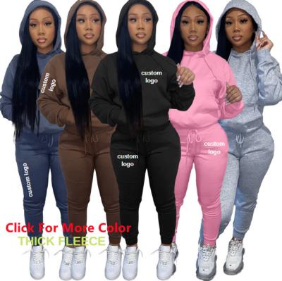 China QUICK DRY Hoodie With Jogger Set Casual Long Sleeve 2 Piece Set Solid Long Pant Spring Woman Sweatsuit Sweatpants And Hoodie Set for sale