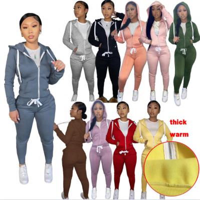 China Wholesales QUICK DRY Customized Logo Vestidos Sweatsuit Women Jogger Sets Long Casual Solid Hoodie Pant Tracksuit for sale