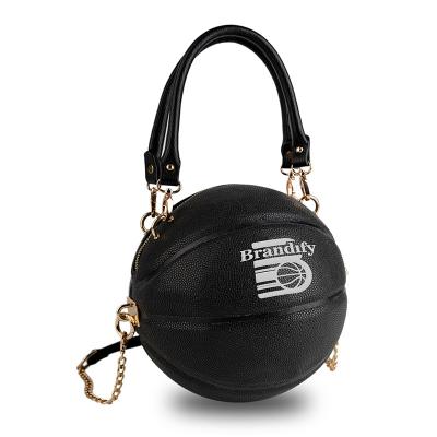 China Fashion PU Basketball Shaped Adjustable Strap Cross Shoulder Body Messenger Handbag Purse Tote Bag For Women Girls for sale