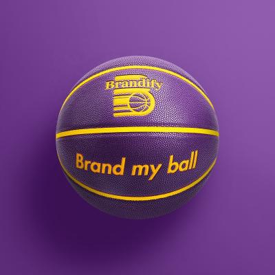 China Custom Outdoor Practice Purple PU Leather Bulk Balls Basketball for sale