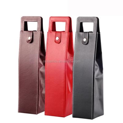 China Handmade Cheap Single Leather PU Wine Bag Red Wine Package Box for sale