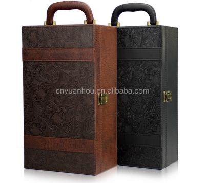 China Handmade Antique Leather Wine Box Wholesale Wine Gift Box for sale