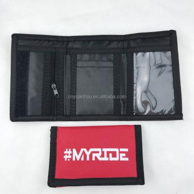 China Promotional Gfit Rock Customized Logo Printed Trifold Polyester Wallet Men's Card Wallet for sale