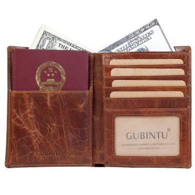 China Wholesale Waterproof Faux Leather Long Travel Wallet For Man Brown Genuine Leather Bifold Men's Passport Wallet for sale