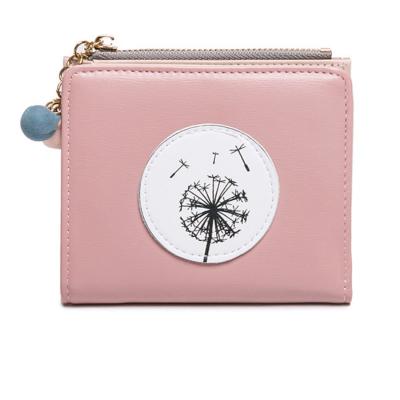 China Cute PU Coin Girls Zipper Coin Wallet RFID Women's Wallet and Purse Small Print Custom Leather Purse for sale