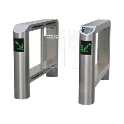 China 304 or 316 Stainless Steel Access Control Security Gate Face Recognition Temperature Swing Barrier Gate for sale