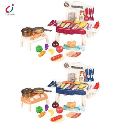 China Cheap Plastic China Toys Electric Kitchen BBQ Multifunctional Game Set For Kids With Light And Music for sale