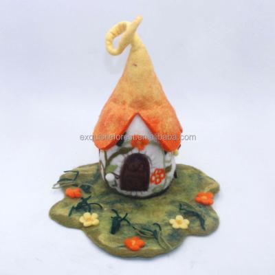 China Nepal high quality handmade organizer 28cm felted house fairy kindergarten wool felt busy decoration toy for sale