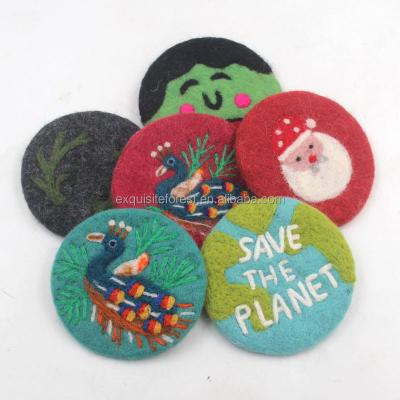 China Sustainable Christmas table decoration felted place mat tripods coffee tea cup mat round wool felt coasters for sale