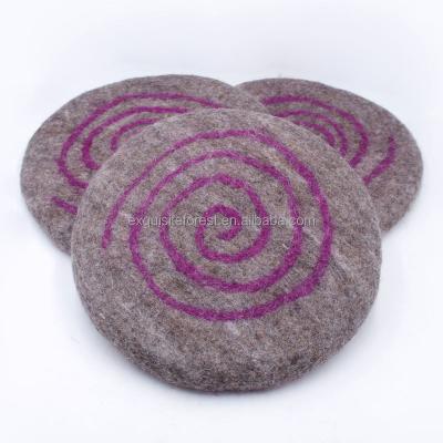 China Stain and Liquid Resistant Round Keep Warm Gray Handmade Carpet Felting Heat Insulation Place Mat Wool Felt Chair Cushion for sale