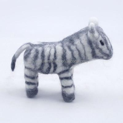 China Realistic Zebra Felt Handmade Wool Felting Doll Realistic Horse Decoration Toy for sale