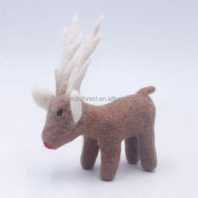 China Christmas Ornaments Cute Realistic Felt Animal Toy Wool Felt Deer Doll for sale