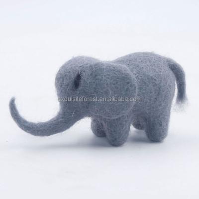 China Realistic Felt Ornaments Plush Lifelike Elephant Felt Wool Doll Decoration Animal Toys for sale