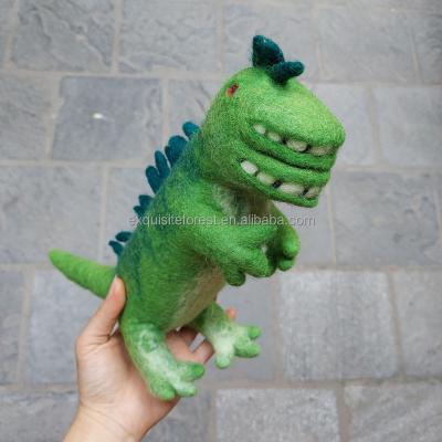 China Realistic Natural Organic Handmade in Nepal Vintage Art Decor Plush Felt Animal Doll Felt Wool Dinosaur Toy for sale