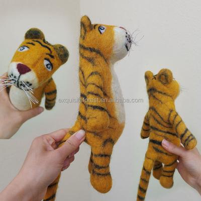 China 14cm/25cm Stuffed Animal Decoration Toy Plush Toy Tiger Wool Felt Handmade Animals Doll for sale