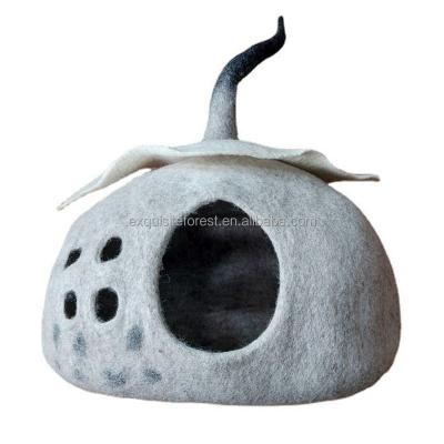 China 50cm Cocoon Bed Pet Cozy Gray Elf House Luxury Cat Cave Felt Wool Nest for sale