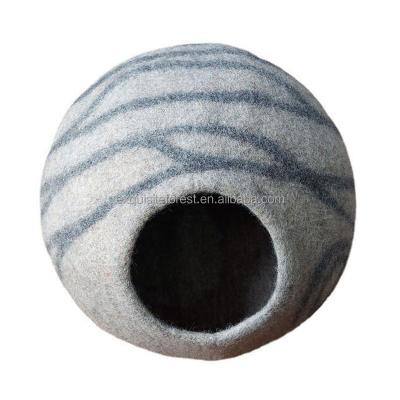 China Breathable Gray Stone Shape Cat Hole Bed Pet House Thickened To Keep Cat Warm Nest Wool Felt for sale