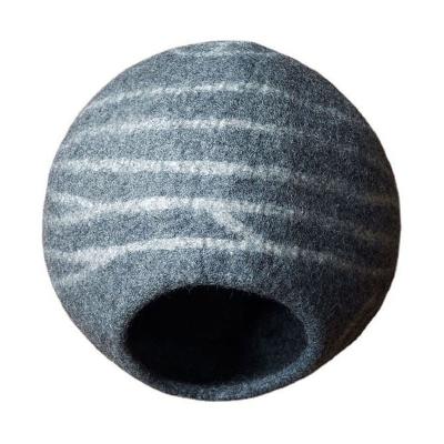 China Handmade Felt Wool Felt Cat Nest Pet Bed Shape Stone Cat House Breathable Cave 40cm Dark Gray for sale