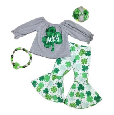 China St Patrick's Day solid gray ruffle shamrock polka dot bell bottom licky panties casual St Patrick's Day for sale