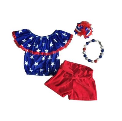 China Red Star Navy Short Set Babies Casual Summer 4th of July for sale