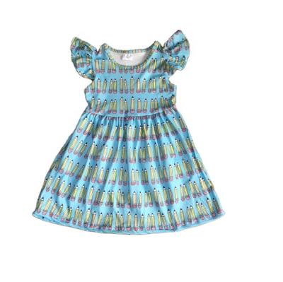 China Casual Babies Summer Back To School Light Blue Knee-Length Pencil Dress for sale