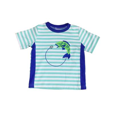 China Baby Boy Summer T-shirt Kids Clothing Shirt Cotton Raglans Navy Blue Casual Top Short Stripe Black Summer Barnyard Fishing Octopus for sale