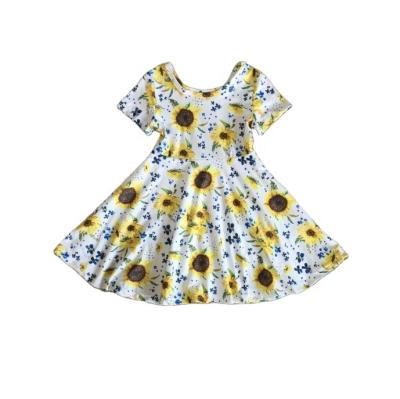 China Sunflower Casual Twirl Summer Babies Knee-Length Dress for sale