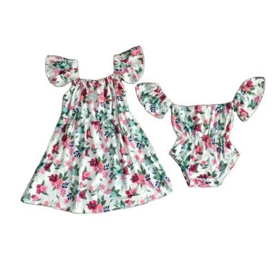 China Summer Casual Babies One Shoulder Floral Dress and Romper for sale